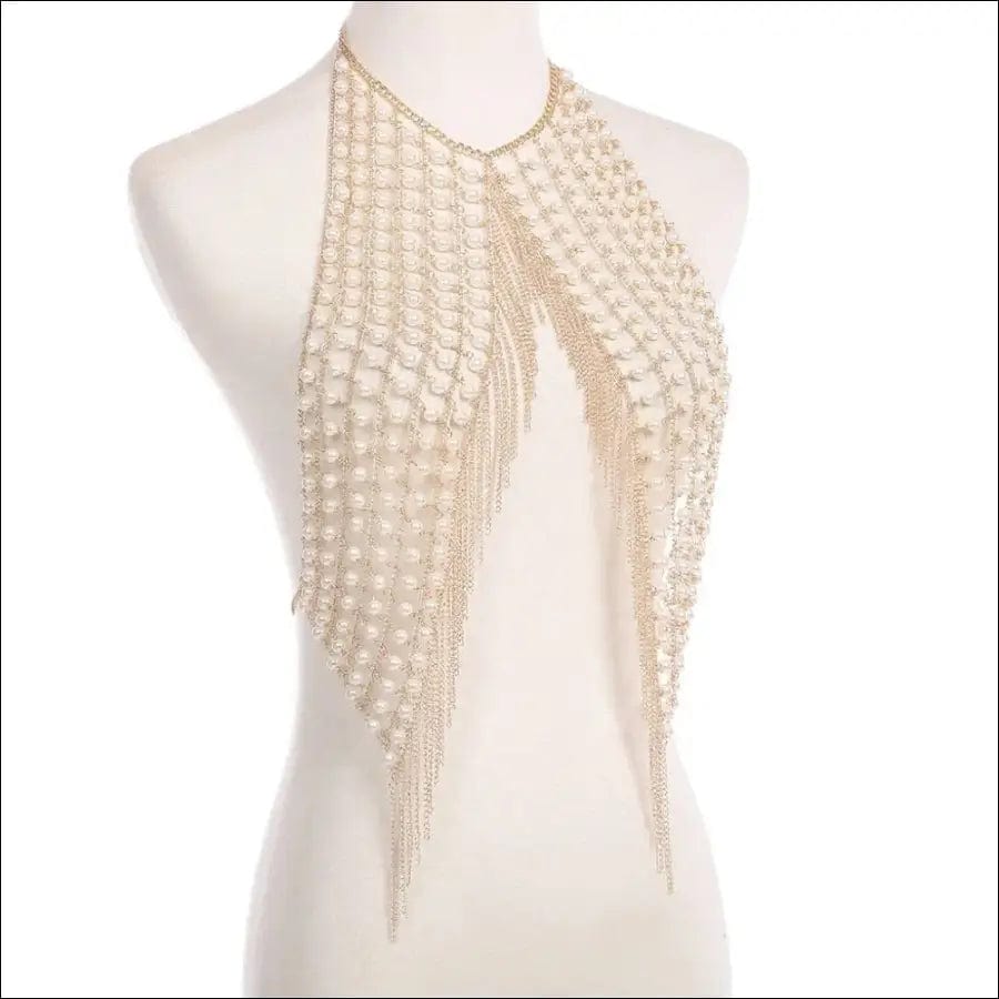 Sexy luxurious imitation pearl hollow Body Jewelry necklace