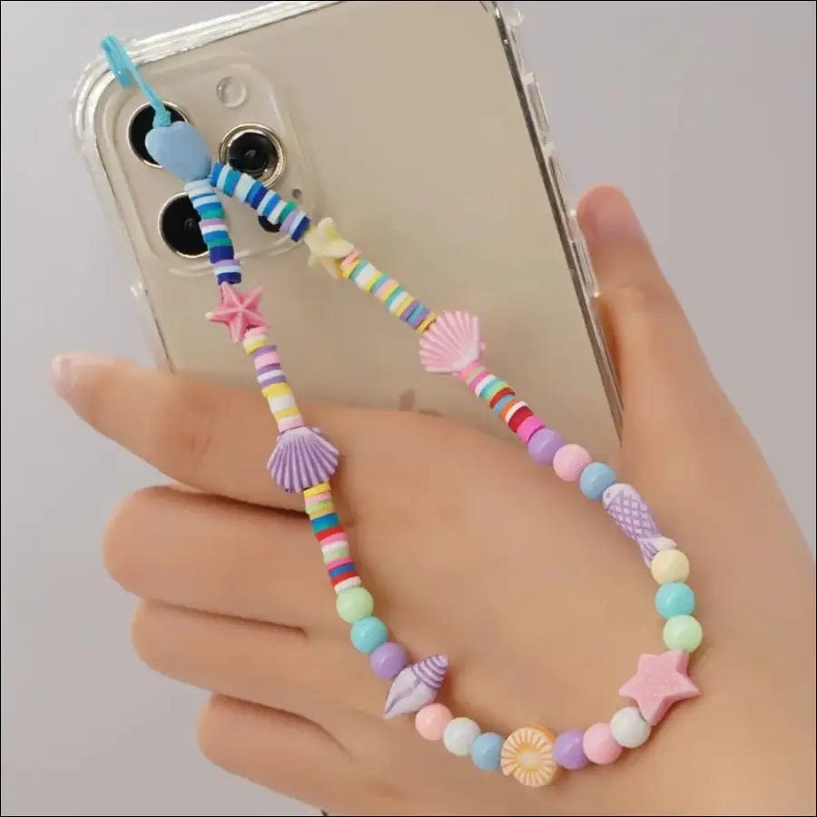 Shinus Heishi Disc Beads Crystal Chain For Phone Mobile