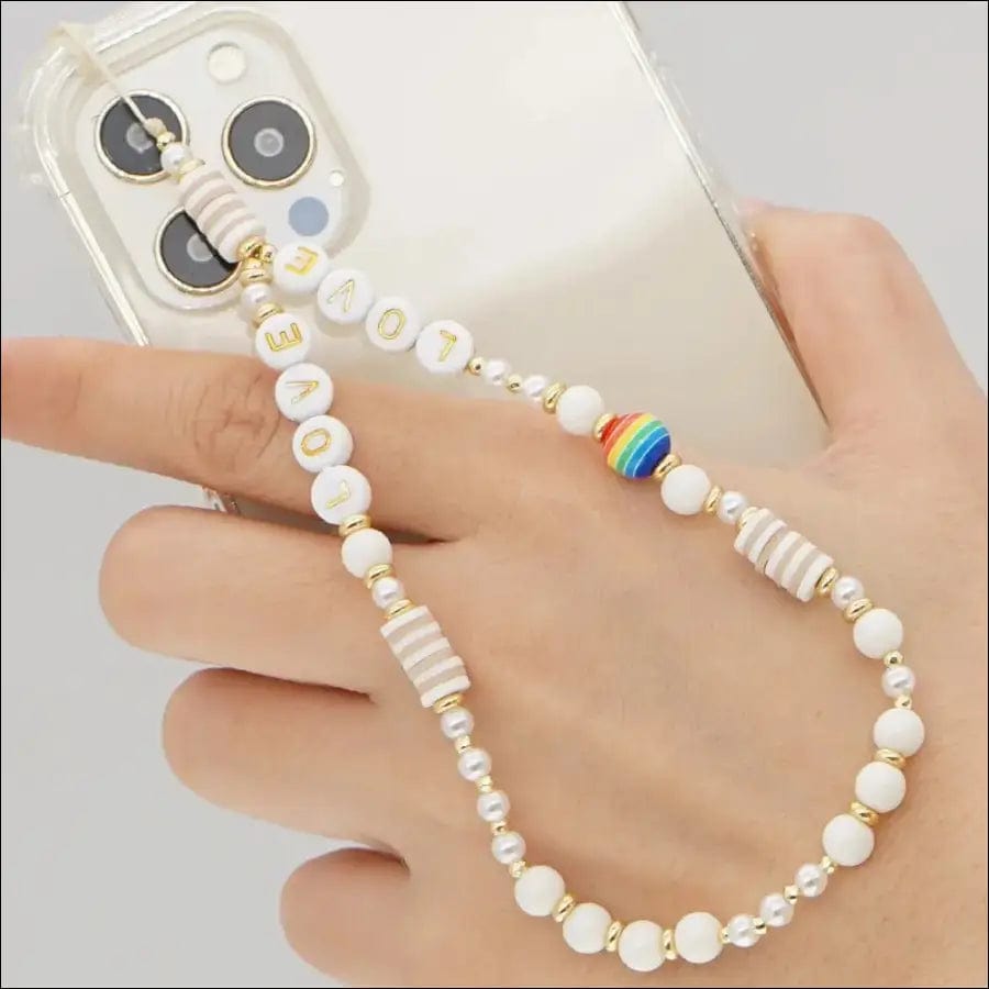 Shinus Heishi Disc Beads Crystal Chain For Phone Mobile