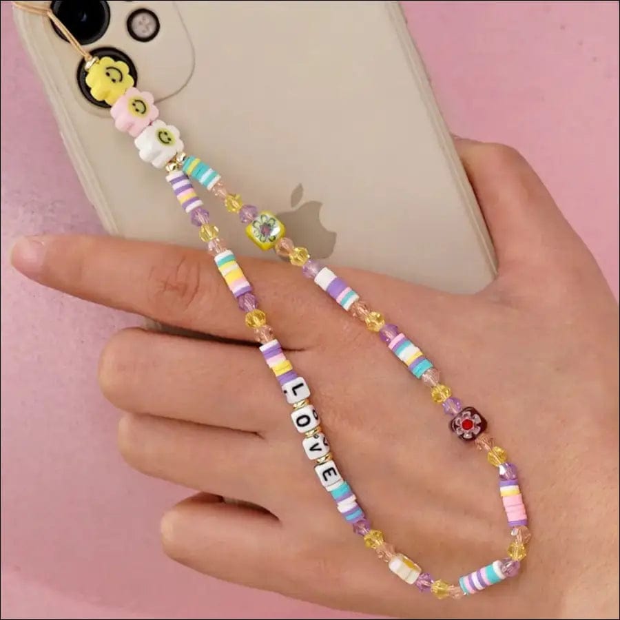 Shinus Heishi Disc Beads Crystal Chain For Phone Mobile