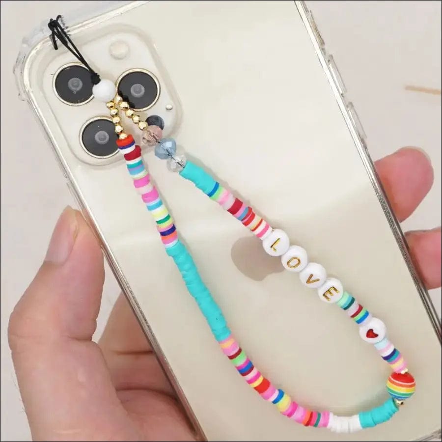 Shinus Heishi Disc Beads Crystal Chain For Phone Mobile