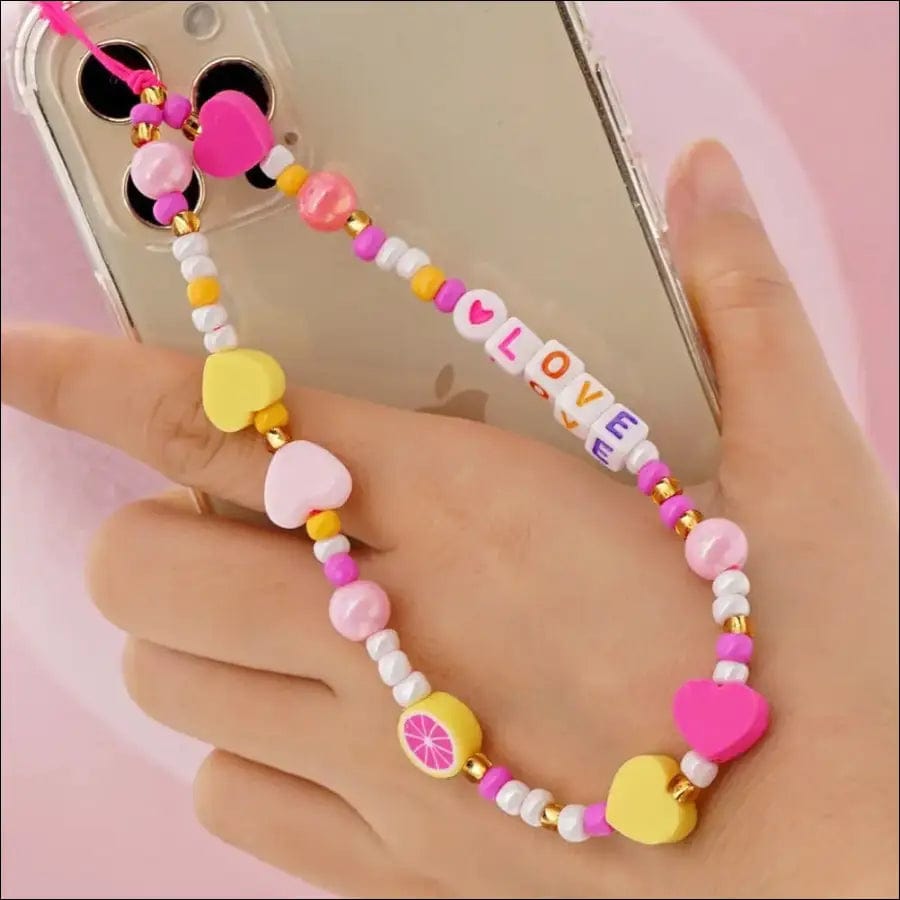 Shinus Heishi Disc Beads Crystal Chain For Phone Mobile