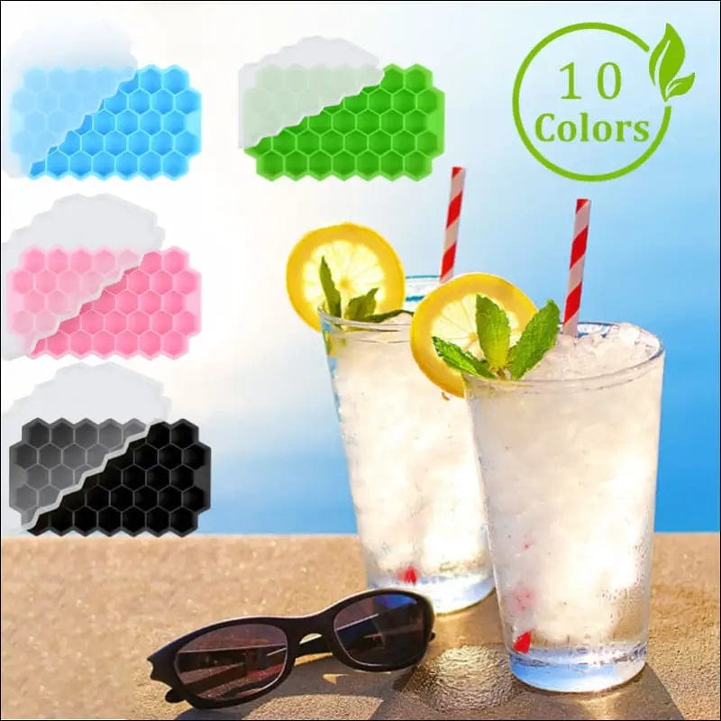 SILIKOLOVE Honeycomb Ice Cube Trays with Removable Lids