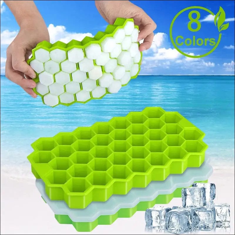 SILIKOLOVE Honeycomb Ice Cube Trays with Removable Lids