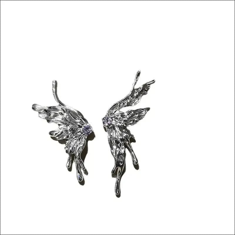 Silver Butterfly Fairy Earrings - wings - 61327780-wings