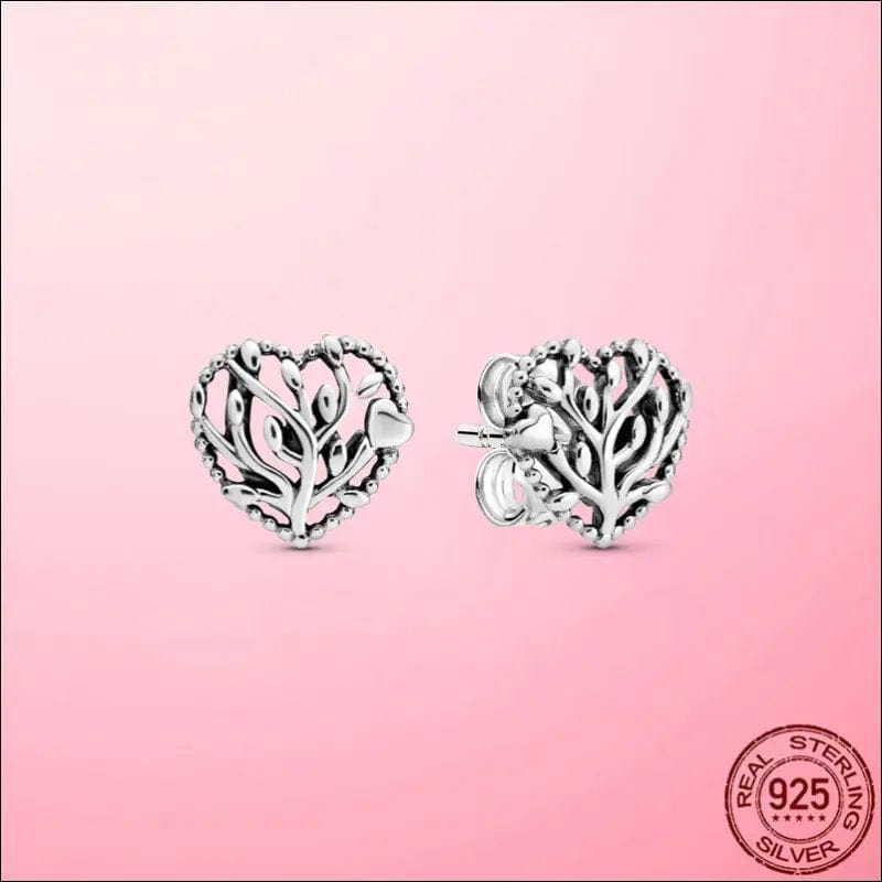Silver Earrings Real 925 Sterling Asymmetrical Heart Hoop