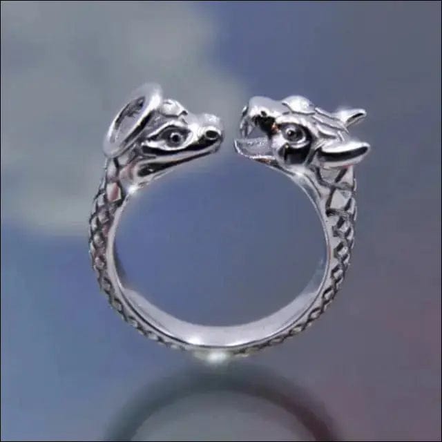 Silver Gothic Punk Graphic Rings - 7 / dragon -