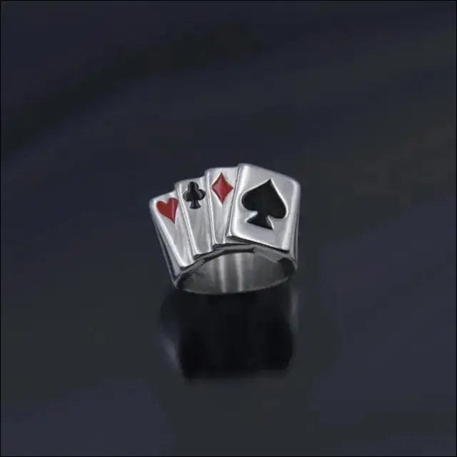 Silver Gothic Punk Graphic Rings - 7 / poker -