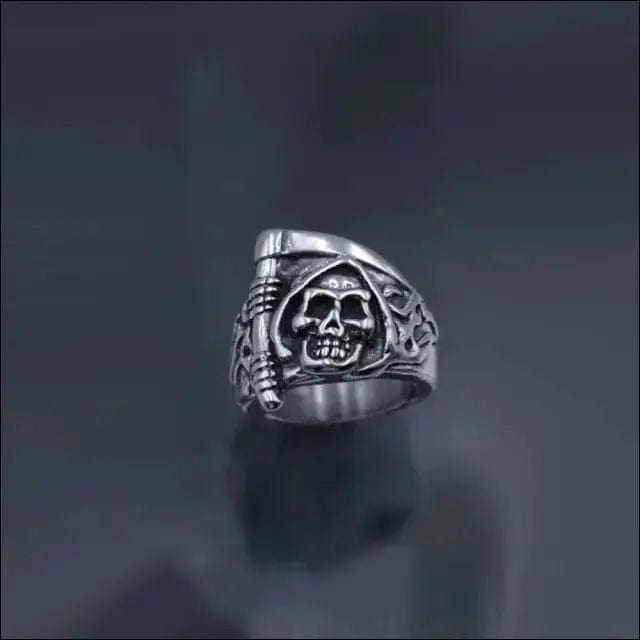 Silver Gothic Punk Graphic Rings - 7 / skull face -