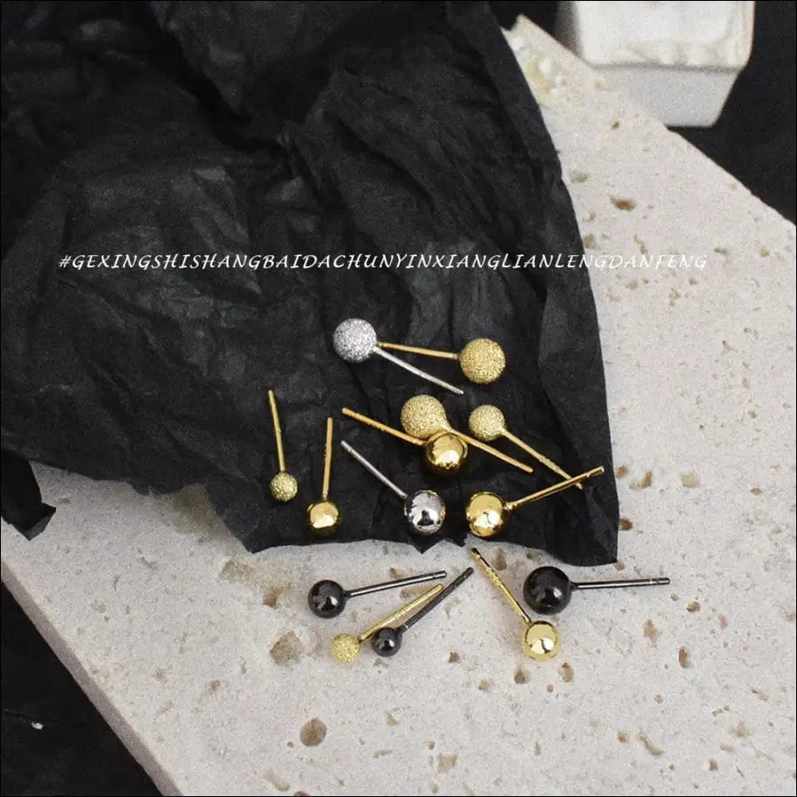 Simple light surface grinding bead earrings S925 sterling
