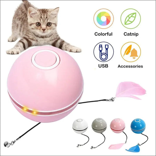 Smart Interactive Cat Toy Colorful LED Self Rotating Ball