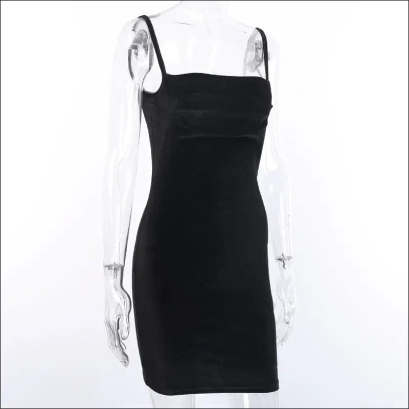 Solid Black Velvet Ruched Mini Dress - 16188024-black-s