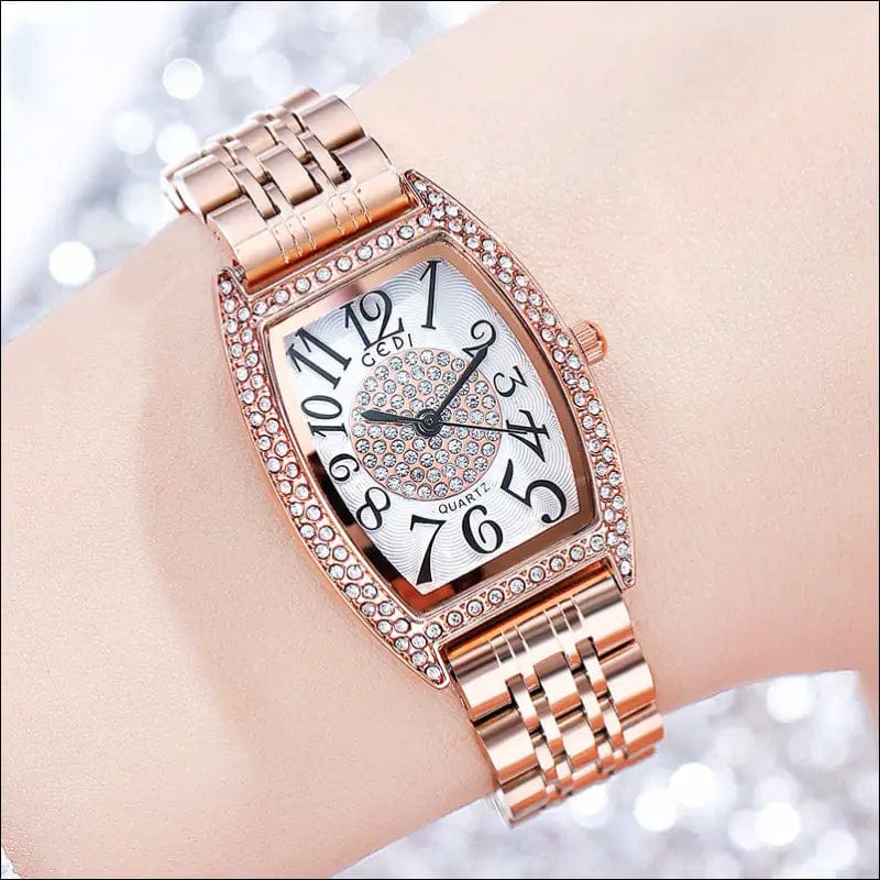 Song Di new steel belt ladies watch casual simple rose gold