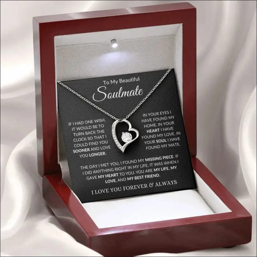 Soulmate Forever Love Necklace - 14k White Gold Finish /