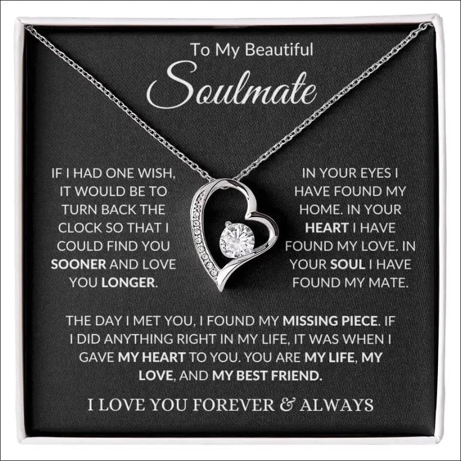 Soulmate Forever Love Necklace - 14k White Gold Finish /