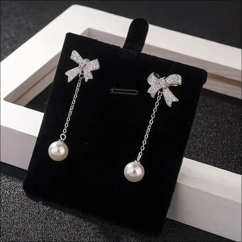 South Korea sweet cute S925 sterling silver bow pearl