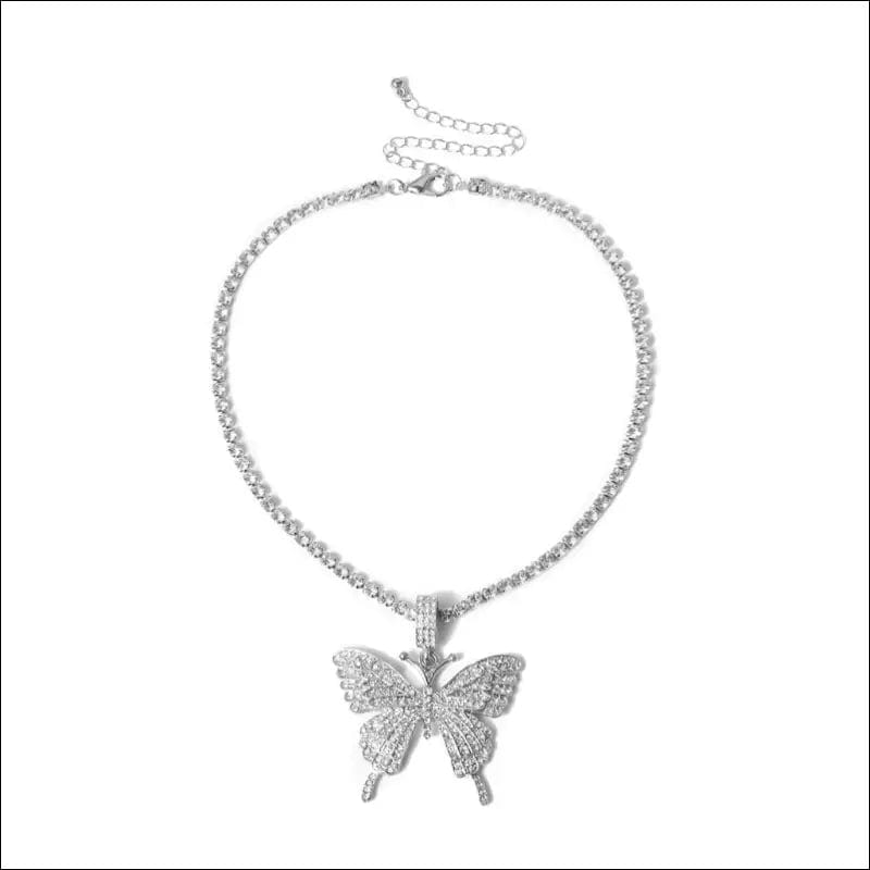 Sparking Fully Iced Out Crystal Pave Butterfly Pendant Cubic