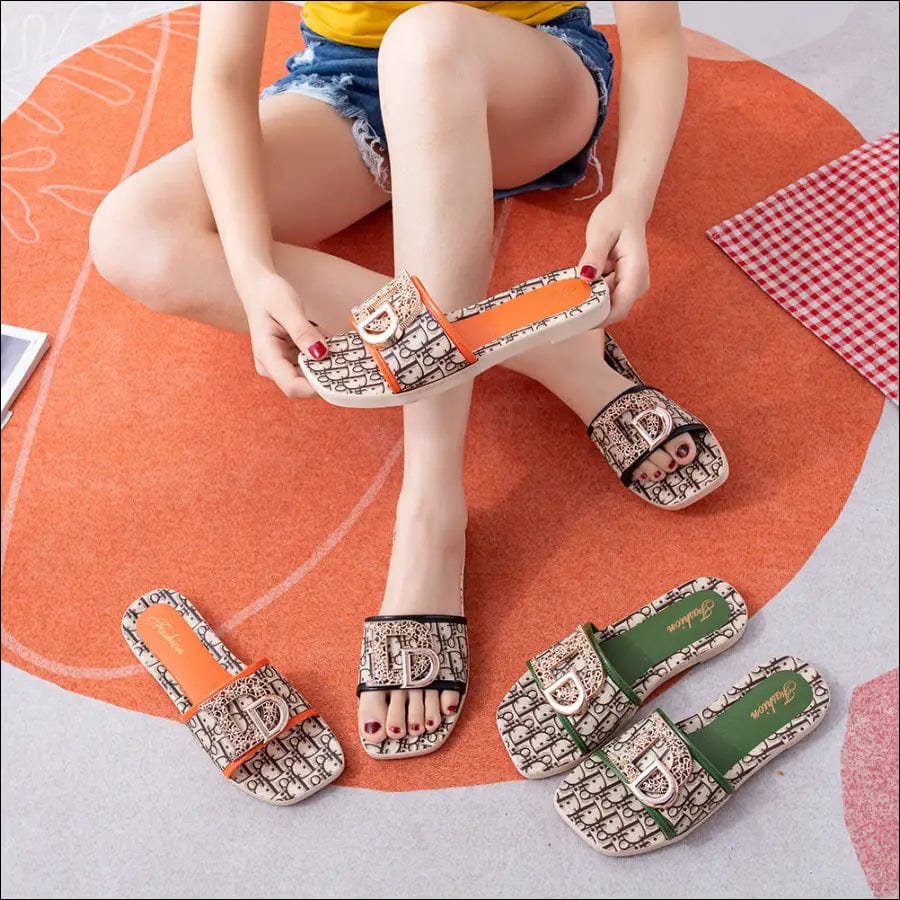 Spot slippers female wear retro Roman wind flat sandals