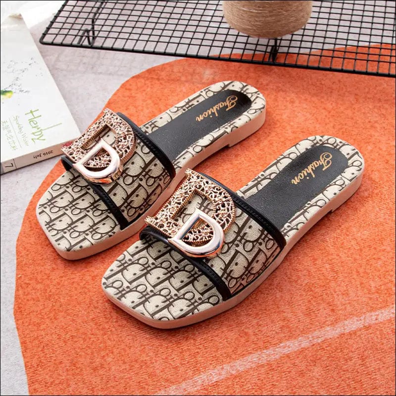 Spot slippers female wear retro Roman wind flat sandals