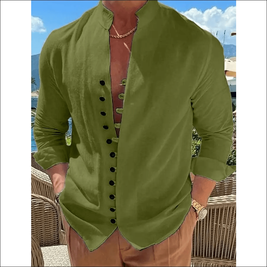 Spring and autumn men’s shirt 100% cotton linen hot selling