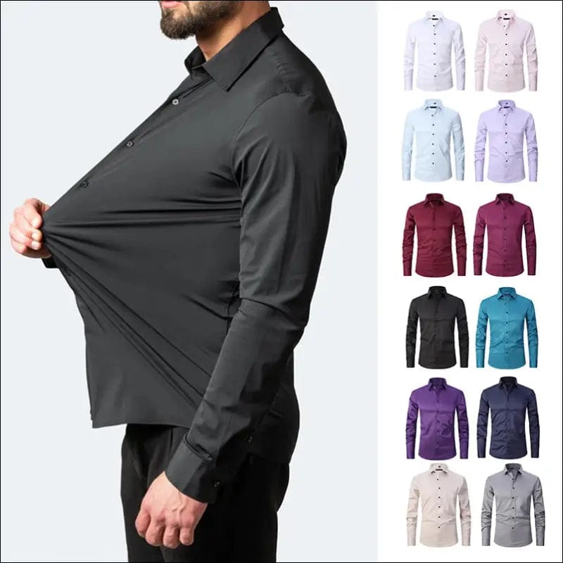 Spring Men’s Social Shirt Slim Business Dress Shirts Male