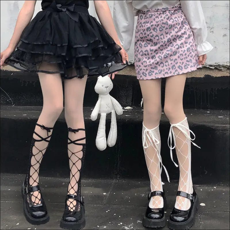 Summer black and white loli cross straps sock children