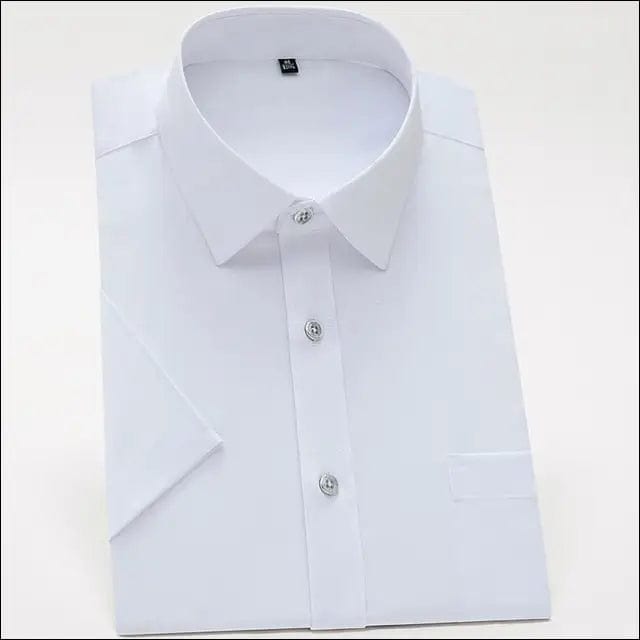 Summer Casual Men Short Sleeve Solid Stretchy Dress Shirts