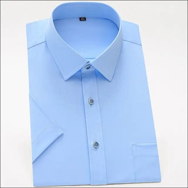 Summer Casual Men Short Sleeve Solid Stretchy Dress Shirts
