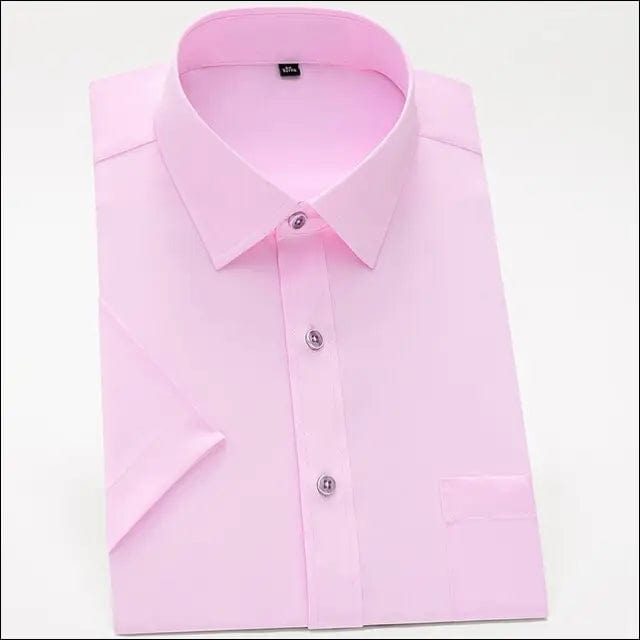 Summer Casual Men Short Sleeve Solid Stretchy Dress Shirts