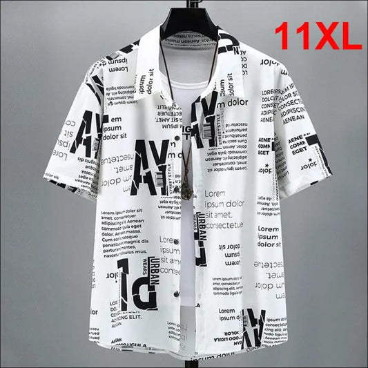 Summer Shirt Men Plus Size 10XL 11XL Stretch Hip Hop