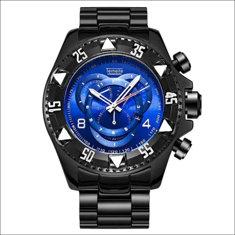 Temeite Golden Luxury Brand Men Watches Fashion Blue Face