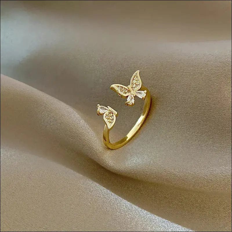 Temperament fashion butterfly zircon ring female net