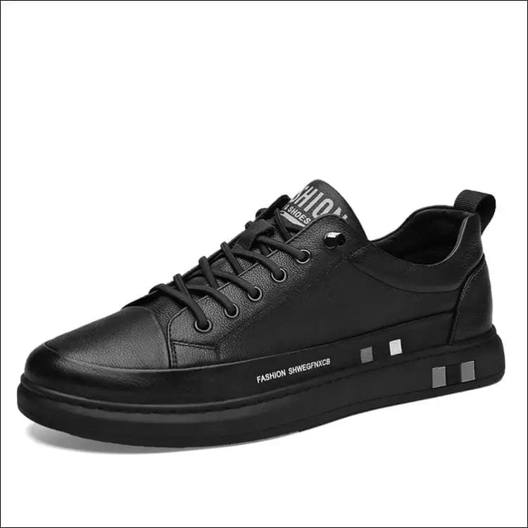 Tênis Masculino Flat - Couro Legítimo - 23644566-preto-38