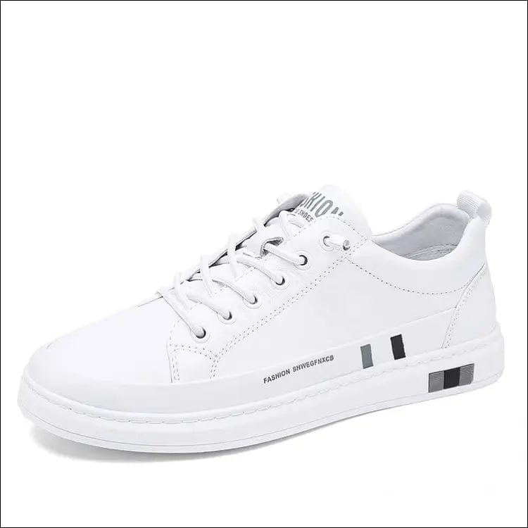 Tênis Masculino Flat - Couro Legítimo - Branco / 38 -