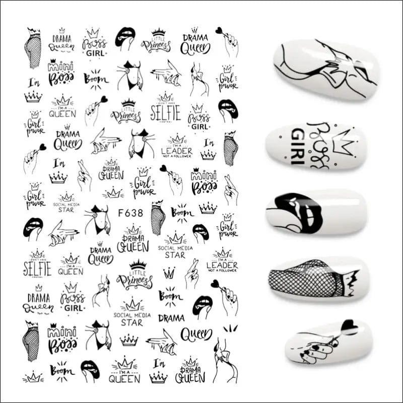 The New 3D Nail Sticker Cool English Letter stickers for