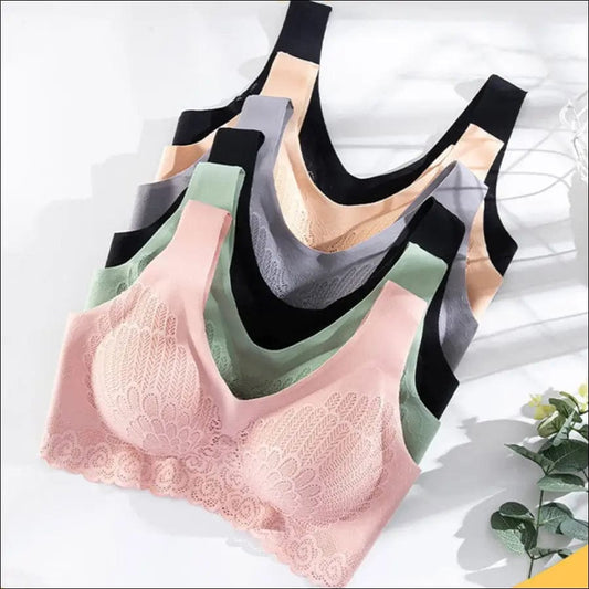 Thin Push Up Vest Bra Women Seamless Underwear Solid Lace
