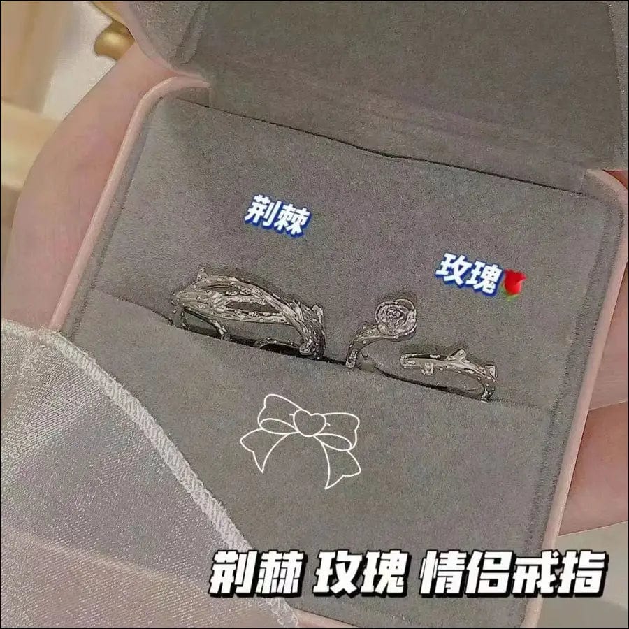 Thorn rose couple rings a pair of niche design men and women