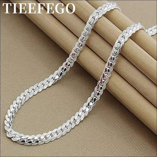 TIEEFEGO 925 Sterling Silver 6mm Side Chain 8/18/20/22/24