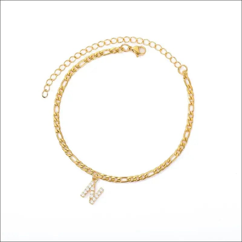 Tiny A-Z Initial Letter Anklets For Women Stainless Steel