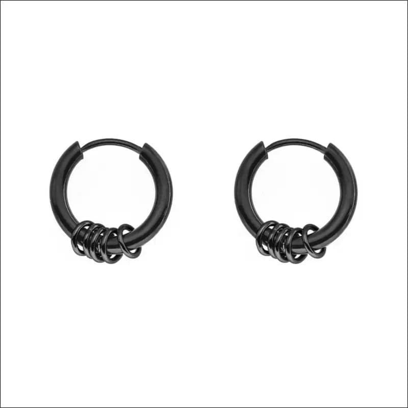 Trend men’s stainless steel chain earrings cross circular