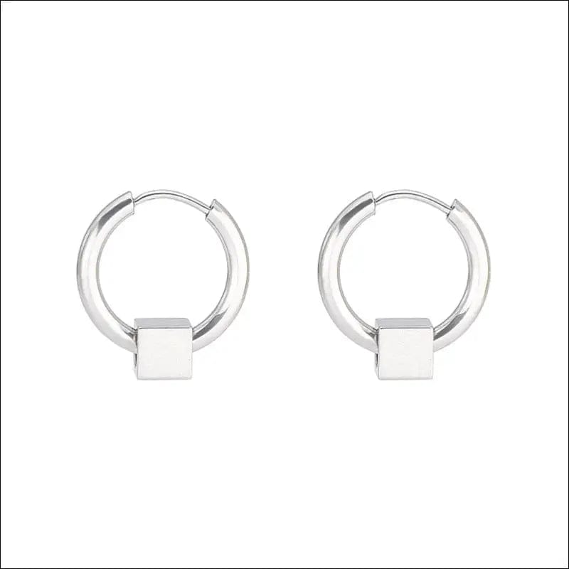 Trend men’s stainless steel chain earrings cross circular