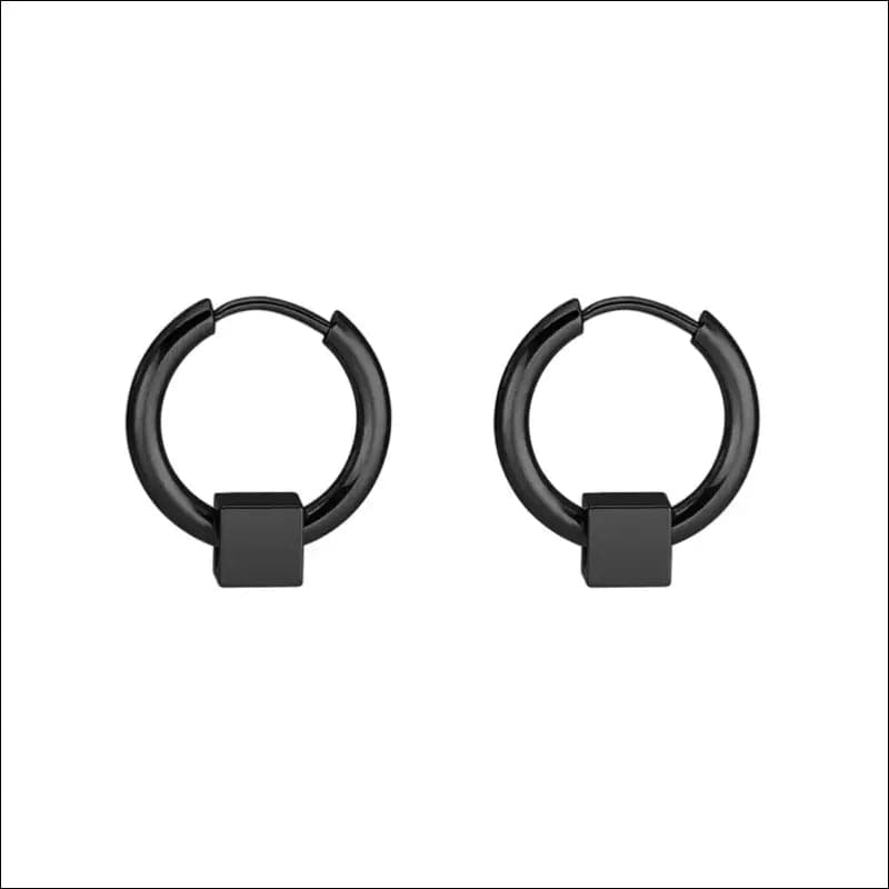 Trend men’s stainless steel chain earrings cross circular