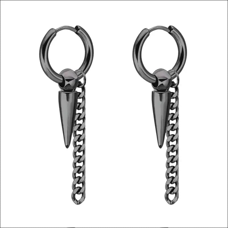 Trend men’s stainless steel chain earrings cross circular