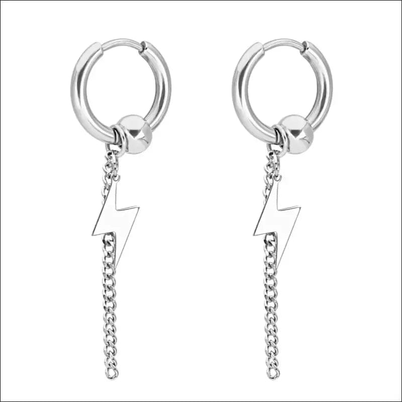 Trend men’s stainless steel chain earrings cross circular