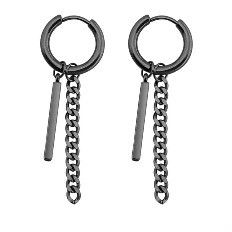 Trend men’s stainless steel chain earrings cross circular