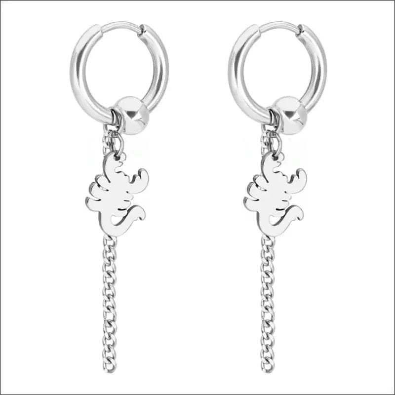 Trend men’s stainless steel chain earrings cross circular