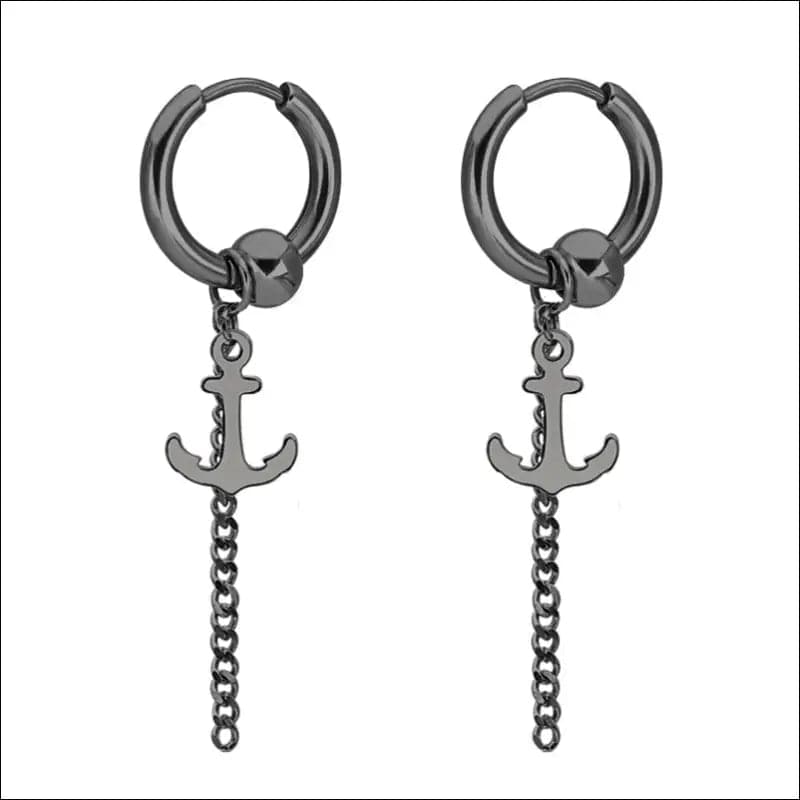 Trend men’s stainless steel chain earrings cross circular