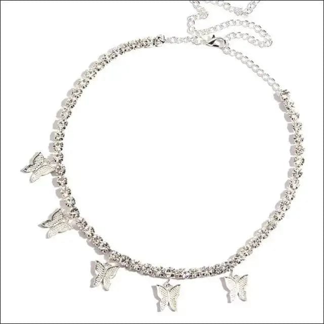 Trendy Cute Iced Out Butterfly Choker Necklaces For Women