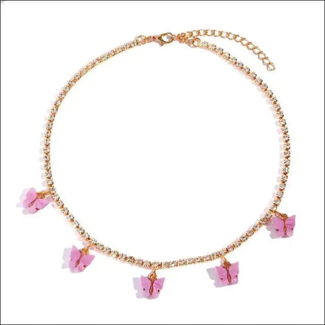 Trendy Cute Iced Out Butterfly Choker Necklaces For Women