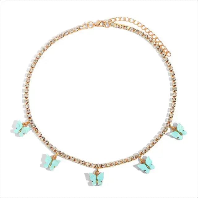 Trendy Cute Iced Out Butterfly Choker Necklaces For Women